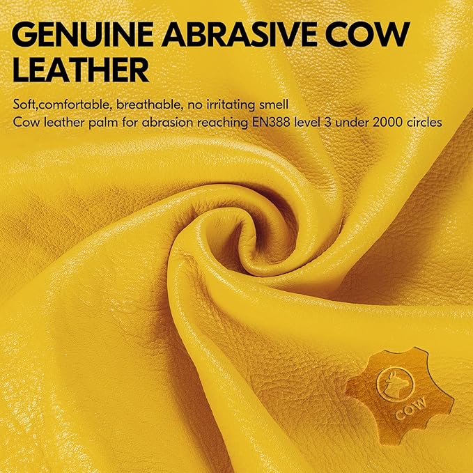 Vgo... Men's Extra-Long Leather Gardening Gloves, Gauntlet with Adjustable Cuff, Puncture & Thorn Proof, Touchscreen (CA7472)