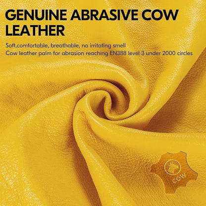 Vgo... Men's Extra-Long Leather Gardening Gloves, Gauntlet with Adjustable Cuff, Puncture & Thorn Proof, Touchscreen (CA7472)