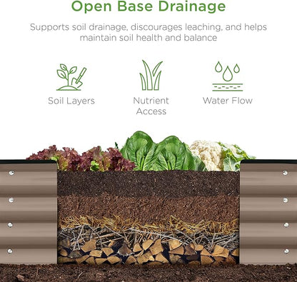 Best Choice Products 8x2x1ft Outdoor Metal Raised Garden Bed, Oval Deep Root Planter Box for Vegetables, Flowers, Herbs, and Succulents w/ 108 Gallon Capacity - Taupe