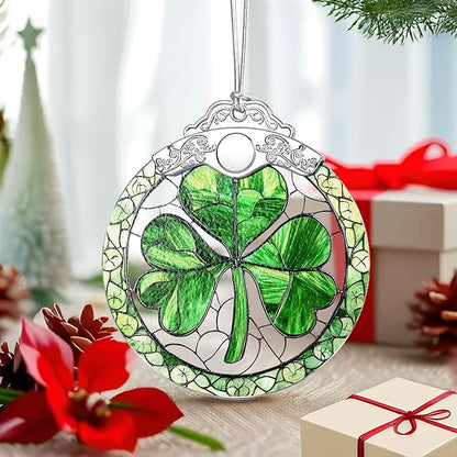 Shamrock Ornament – Christmas Decoration & Christmas Ornament; Stained Glass Holiday Decoration (Holiday Present, Bauble Present, Gift Idea, Gift Exchange) | Heirloom Keepsakes