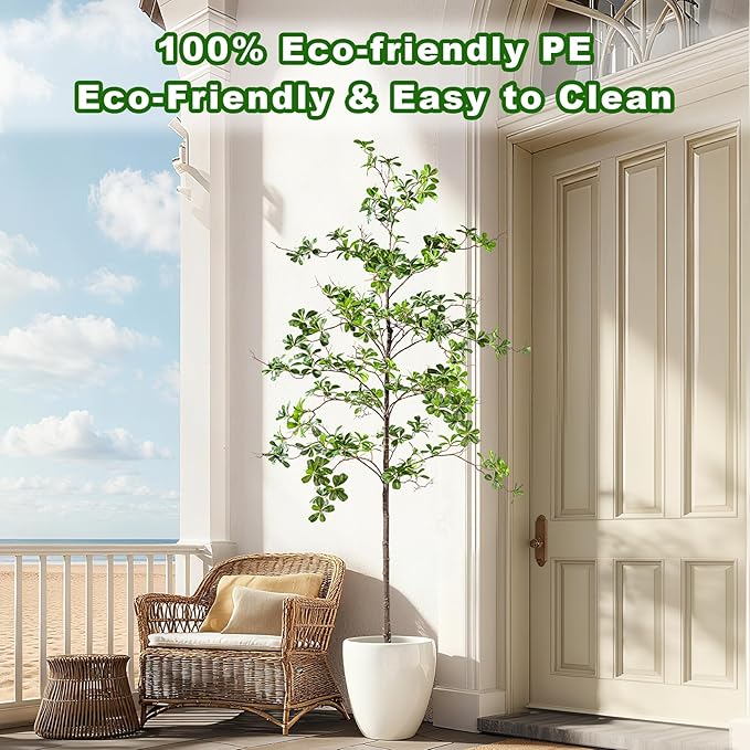 7FT Artificial Black Olive Tree Artificial Olive Plants, Tall Faux Olive Tree Faux Silk Plant Fake Plant Ultra-Realistic Silk Leaves & Natural Trunk Indoor Outdoor Use