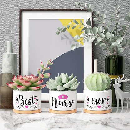 Best Nurse Gifts for Women Christmas, Funny Gifts for Nurse, Nurse Practitioner Gifts Best Nurse Ever Succulent Pots for Plants Indoor Ceramic Planter, Gift Boxed Nurses Day Gifts Nurse Birthday Gifts