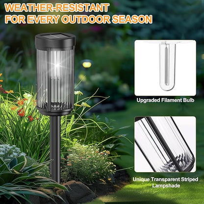 EXCMARK 16 Pack Outdoor Solar Lights Waterproof for Yard Garden Walkway Pathway Lawn Decorative Contemporary Landscape Lighting. (Cool White Light, 16)