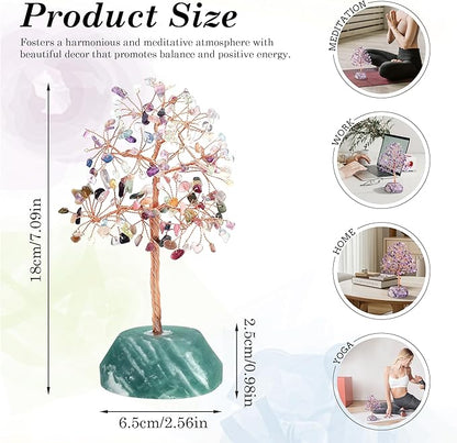 SITUMEIZI Fluorite Crystal Tree 7.09IN Healing Stones Natural Crystals Base Copper Wire Tree Life Reiki Gifts for Women Room Office Desk Decor Spiritual Meditation Energy