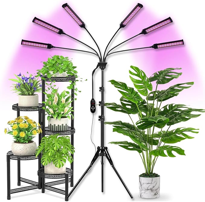 LED Grow Light Coverage and Upgraded Larger Board, Full Spectrum Grow Lamps for Indoor Hydroponic Growing Light with High PPFD (6 Branches (Mix Spectrum))