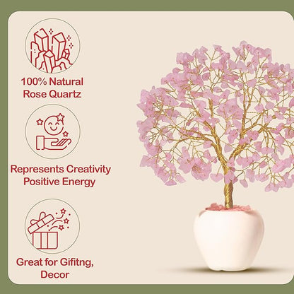 YATSKIA Rose Quartz Tree, Gemstone Tree, Healing Crystals and Stones, Birthday Gifts for Mom, Unique Gifts for Women, Crystal Decorations