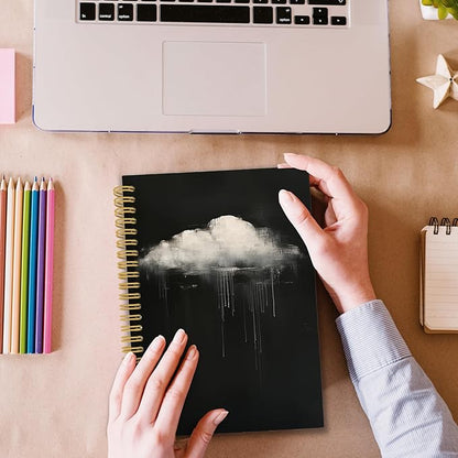 XPH Gothic Cloud Spiral Notebook, Dark Academia Journaling Notebooks for Women, Goth Moody Aesthetic Hardcover Journals for Writing 160 Pages 5.5 x 8.3 Inch, Gothic Office Supplies