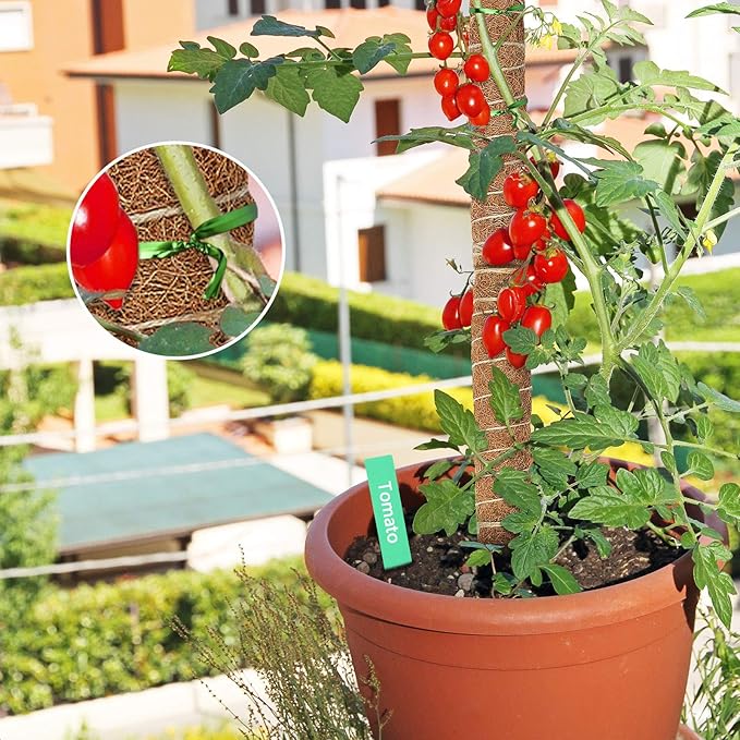 EAONE 96'' Moss Pole for Plants Indoor, 6 Pack 16” Monstera Plant Support Moss Stick for Climbing Plants, Stackable Coir Totem Pole Monstera Stakes with 12 Plant Labels & 100 Ties for Potted Plants
