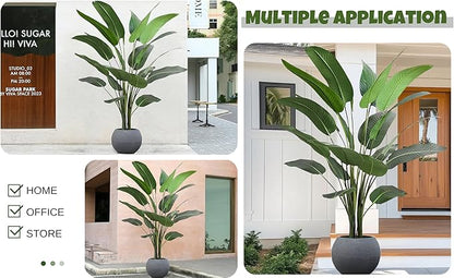 Artificial Bird of Paradise Tree 8FT with 21 Leaves Realistic Thick Banana Leaf Tall Large Faux Tropical Plant 94 Inch Black Pot for Indoor Home Office Poolside Porch Mall Hotel School Decor