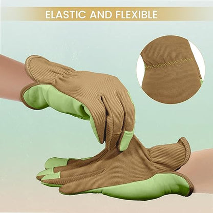 Gardening Gloves, Garden Gloves for Women and Men, Thorn Proof Working Gloves, Durable Leather Work Garden Gloves for Yard & Outdoor Work, Green, XL