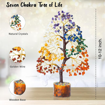 7 Chakra Tree of Life - Crystal Tree for Positive Energy, Attract Good Luck Mothers Day Feng Shui Money Bonsai - Gemstone Tree, Seven Chakra Healing Stones, Home Decoration Gift