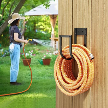 pickpiff Garden Hose Holder Wall Mount - Metal Water Hose Hanger for Outside, Durable Hook for Garden, Garage, or Yard Storage (2 Pack)