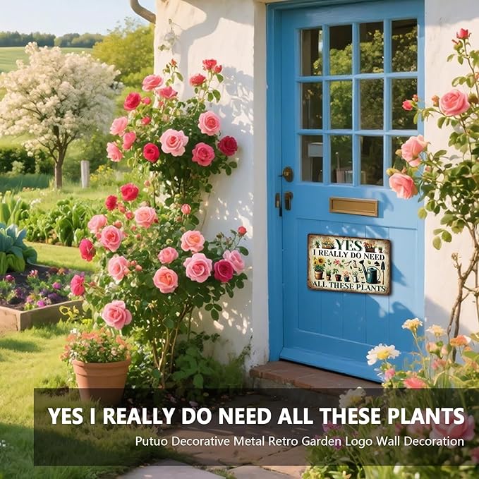 KLFHS Gardening Gifts, Garden Metal Wall Art Decor Yard Art Yard Signs Greenhouse Accessories, Vintage Gardening Signs for Garden Greenhouse Patios Home Decor