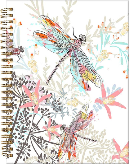 Spiral Journal Notebook,A5 Hardcover Lined Journals for Women Girl 6 x 8.3 in,120 Pages Thick Paper,Cute College Ruled Writing Notebook for Gifts Office Work School(Cute Dragonfly)