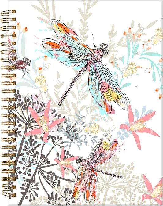 Spiral Journal Notebook,A5 Hardcover Lined Journals for Women Girl 6 x 8.3 in,120 Pages Thick Paper,Cute College Ruled Writing Notebook for Gifts Office Work School(Cute Dragonfly)