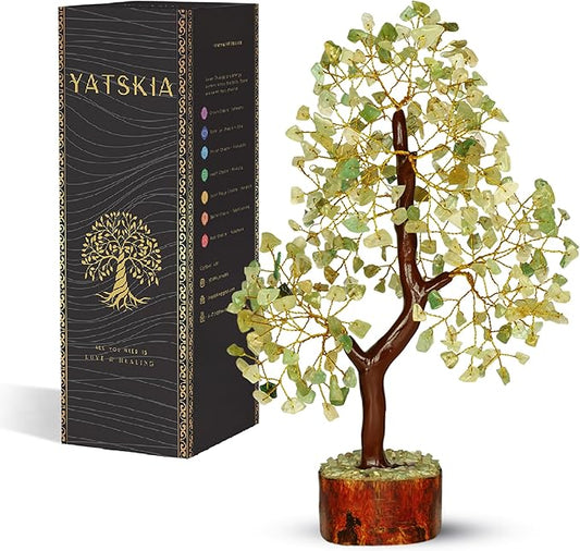 Green Jade Stone - Tree of Life, Bonsai Jade Tree, Crystal Tree, Artificial Trees, Green Jade Healing Money Tree, Crystal Money Tree, Chakra Gifts