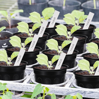 400 Pcs 1 Gallon Plastic Plants Nursery Pot with Plant Labels Seed Starting Pots Plastic Pots with Drainage Hole for Seedlings, Cuttings, Transplanting (400, 1 Gallon)