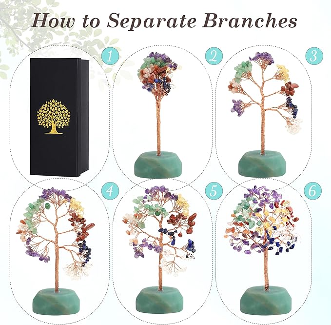 SITUMEIZI Fluorite Crystal Tree 7.09IN Healing Stones Natural Crystals Base Copper Wire Tree Life Reiki Gifts for Women Room Office Desk Decor Spiritual Meditation Energy
