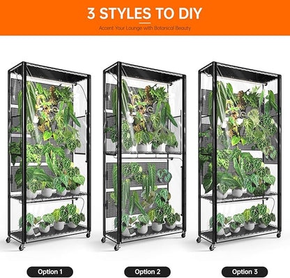 Bstrip Indoor Greenhouse Cabinet with Pegboard, Indoor Greenhouse with Grow Light, 4 Pack 96W Full Spectrum, ideal for Indoor Plant, Foliage Plants, 35.4"x13.8"x71"