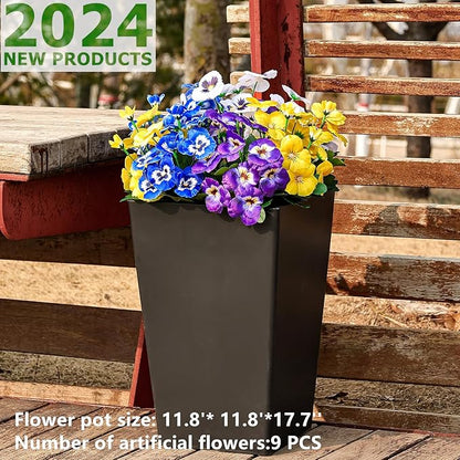 QIANYUN Fake Flowers- 24 Bundles Faux Plastic Purple Flowers for Home Wedding Kitchen Garden Table Centerpieces Indoor Outdoor Decor (Four Mixed Colors)