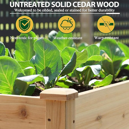 MUPATER 4x2FT Raised Garden Bed, Elevated Planter Box with Drainage Holes, Raised Garden Beds Outdoor with Legs for Herbs and Vegetables, Outdoor and Indoor, Natural Wood