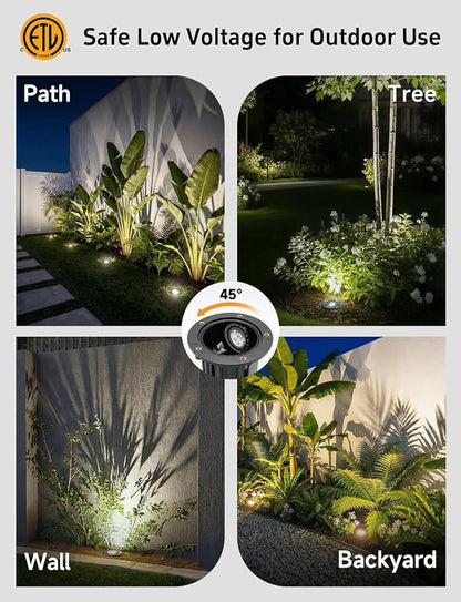Gardenreet Outdoor Well Lights Low Voltage - Solid Brass LED All Weather Ip65 Inground Lighting, 12V Fixture, Antique Bronze for Tree House Garden with 4000K Neutral White MR16 Bulb