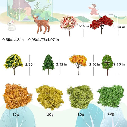 36 Pcs Fairy Garden Accessories, Mini Resin Animals Figures, Artificial Tree Stumps and Fake Stone Rocks, Moss Bonsai Micro Landscape Ornaments Kit, Miniature Garden Kit, Terrarium Ornaments DIY Craft