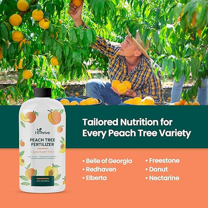 32oz Peach Plant Fertilizer - Makes 32 Gallons of Peach Tree Fertilizer for Peaches, Liquid Plant Food with Macronutrients + Micronutrients for Bigger, Sweeter Fruits, Healthy Growth & Strong Roots