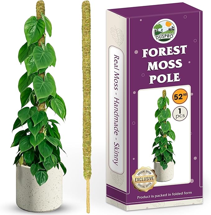 DUSPRO 52'' Forest Moss Pole for Plants, Forest Tall Moss Poles for Climbing Plants Monstera, Sphagnum Moss Stick for Monstera Plant Support, Handmade Plant Stakes for Indoor Plants Grow Upwards