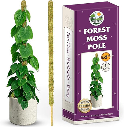 DUSPRO 52'' Forest Moss Pole for Plants, Forest Tall Moss Poles for Climbing Plants Monstera, Sphagnum Moss Stick for Monstera Plant Support, Handmade Plant Stakes for Indoor Plants Grow Upwards