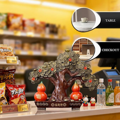 Top Resin Money Tree, Artificial Bonsai Tree - Feng Shui Decor & Gifts for Home, Feng Shui Statue, Chinese New Year Decoration, Chinese Decor & Gifts