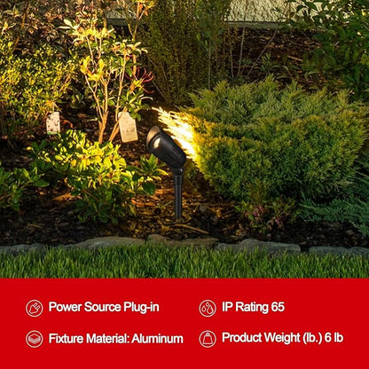6-Pack Low Voltage LED Landscape Spotlights, 3W 200LM 3000K Warm White Outdoor Lights, IP65 Waterproof, Dusk-to-Dawn, CRI>80, with 45W Transformer & 60FT Cable for Yard, Garden, Pathway (Classic)