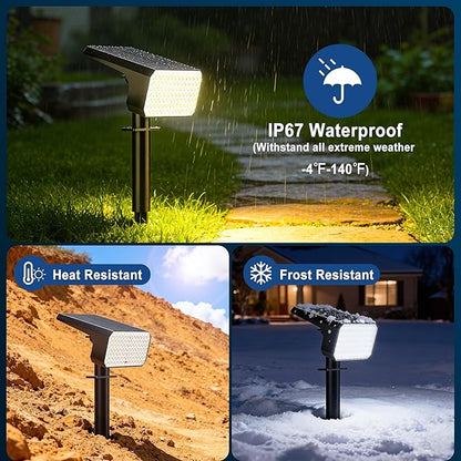 LANSOW Solar Spot Lights Outdoor Waterproof IP67, (12 Pack/90 LED/4 Modes) Solar Landscape Spotlights, 2-in-1 Solar Powered Flood Lights for Yard Garden Pathway Outside Tree, Auto ON/Off(Warm White)