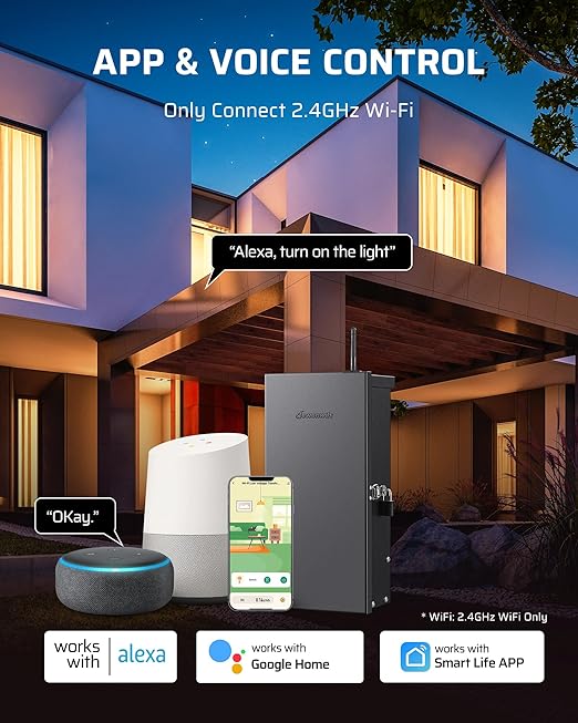 DEWENWILS 300W Low Voltage Landscape Transformer WiFi with 3 Zones, Outdoor Smart Low Voltage Transformer, 120V AC to 12/14V AC, Compatible with Alexa & Google Assistant, for Landscape Lighting