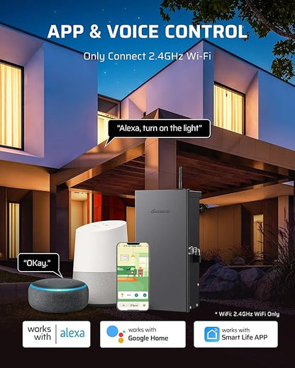 DEWENWILS 300W Low Voltage Landscape Transformer WiFi with 3 Zones, Outdoor Smart Low Voltage Transformer, 120V AC to 12/14V AC, Compatible with Alexa & Google Assistant, for Landscape Lighting