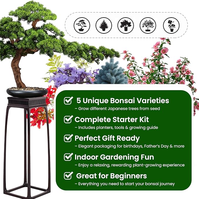 Bonsai Tree Kit - Christmas Gifts, Christmas Gifts for Women & Men, Christmas Gifts for Mom - Complete Beginner Bonsai Starter Kit with Tools & Seeds | Unique DIY Gardening Gift Set for Plant Lovers