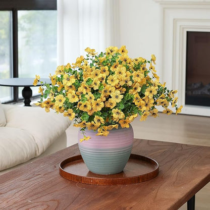 mizii Artificial Flowers for Outdoors 20 Bundles Realistic Faux Silk Flower UV Resistant Fake Plants Outside Decorations for Patio Garden Balcony Yard Porch Summer Indoor Home Decor (Yellow)