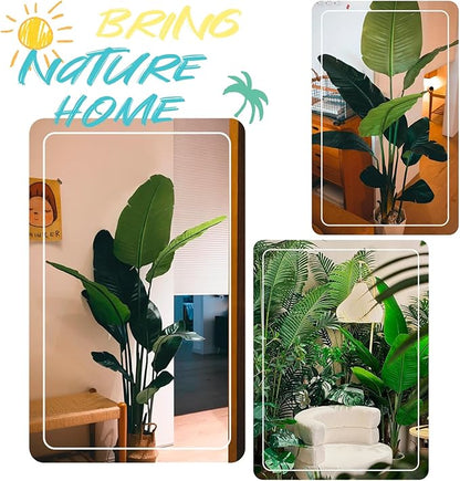 6FT Artificial Bird of Paradise Plant, Faux Artificial Trees, Tall Fake Realistic Tree, 11 Trunks Silk Leaf Plant with Plastic Pot for Home Office Decor Indoor Outdoor Modern Decoration