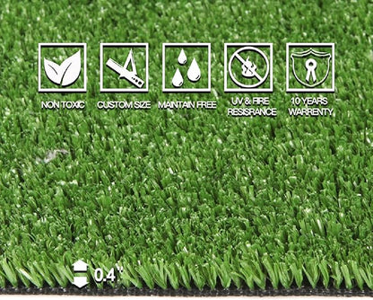 Artificial Grass Turf, 13ft x 17ft 0.4" Pile Height, Indoor Outdoor Fake Astroturf Rug Carpet Mat for Balcony Decor Backyard Patio Backdrop Fence Wall Decorations Dogs
