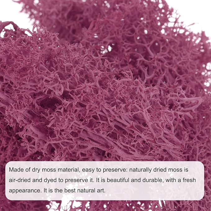MECCANIXITY 3.5 OZ Moss Fake Craft Moss Artificial Moss Natural Preserved Moss for Craft Arts Floral DIY Project Wall Wedding Garden Patio Table Terrariums Decoration(Rose Red)