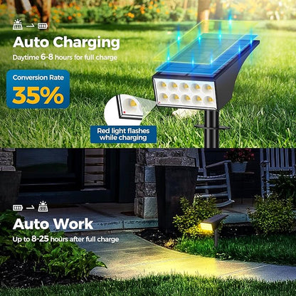 Solar Spot Lights Outdoor, Solar Lights Outdoor Waterproof IP65, 4 Lighting Modes Solar Powered Spotlights Yard Garden Landscape Pathway Solar Security Lights for Outside (Warm White, 6 Pack)