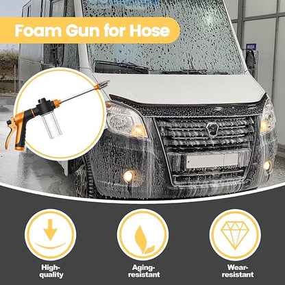 High Pressure Soap Sprayer for Garden Hose, Foam Gun Car Wash Sprayer with 3.5oz/100cc Plastic Soap Dispenser Bottle, Adjustable Nozzle for Gardening, Solar Panel Cleaning, Pet Showering (Orange)