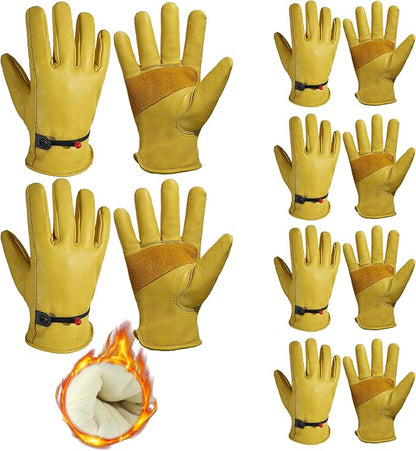 HLDD HANDLANDY Winter Work Gloves, Insulated Leather Work Glove with Abrasion Protection & Thinsulate Lining for Cold Weather