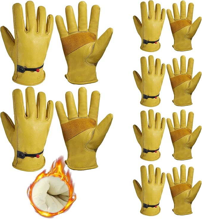 HLDD HANDLANDY Winter Work Gloves, Insulated Leather Work Glove with Abrasion Protection & Thinsulate Lining for Cold Weather