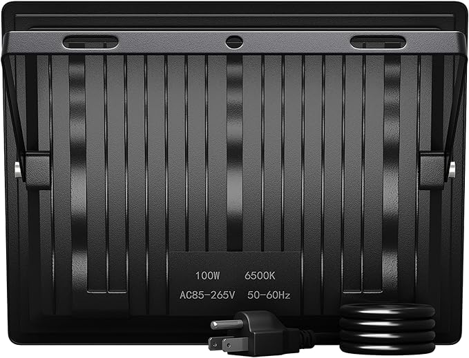 XXBSAZ 100W LED Flood Light Outdoor, Plug-in & Hardwired Security Light, IP66 Waterproof 6500K Daylight for Driveway, Garage & Backyard (2 Pack)