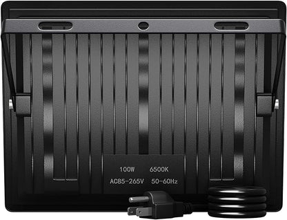 XXBSAZ 100W LED Flood Light Outdoor, Plug-in & Hardwired Security Light, IP66 Waterproof 6500K Daylight for Driveway, Garage & Backyard (2 Pack)