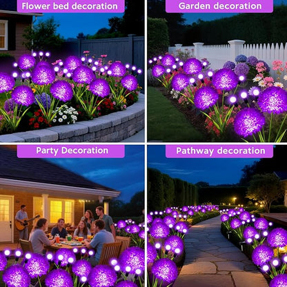 Solar Garden Lights, 6 Pack Solar Purple Swaying Firefly Lights with Flowers, Waterproof Purple Halloween Flowers Light Outdoor for Garden Patio Yard Fall Decoration, Gifts for Women Mother's Day