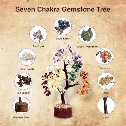 Wonder Care Handmade Seven Chakra Tree of Life,Crystals and Healing Stone Tree, Healing Crystal Tree for Positive Energy, 7 Chakra Tree, Spiritual Gifts, Feng Shui Tree, for Women