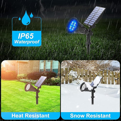 T-SUN Blue Solar Spotlights, Solar Lights Outdoor Waterproof, Auto ON/Off Adjustable Solar Garden Pond Lights for Tree, Patio, Yard, Garden, Driveway, Stairs, Pool Area (Blue- 2 Pack)
