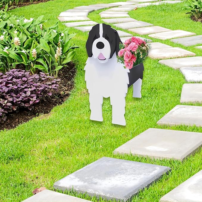Newfoundland Dog Planter Plant Pots,Cute Dog Flower Planter,Gifts for Pet Lovers,Unique Animal Plant Pots,Office,Indoor Outdoor Garden Decor(9.45 * 6.77 * 13.99in)